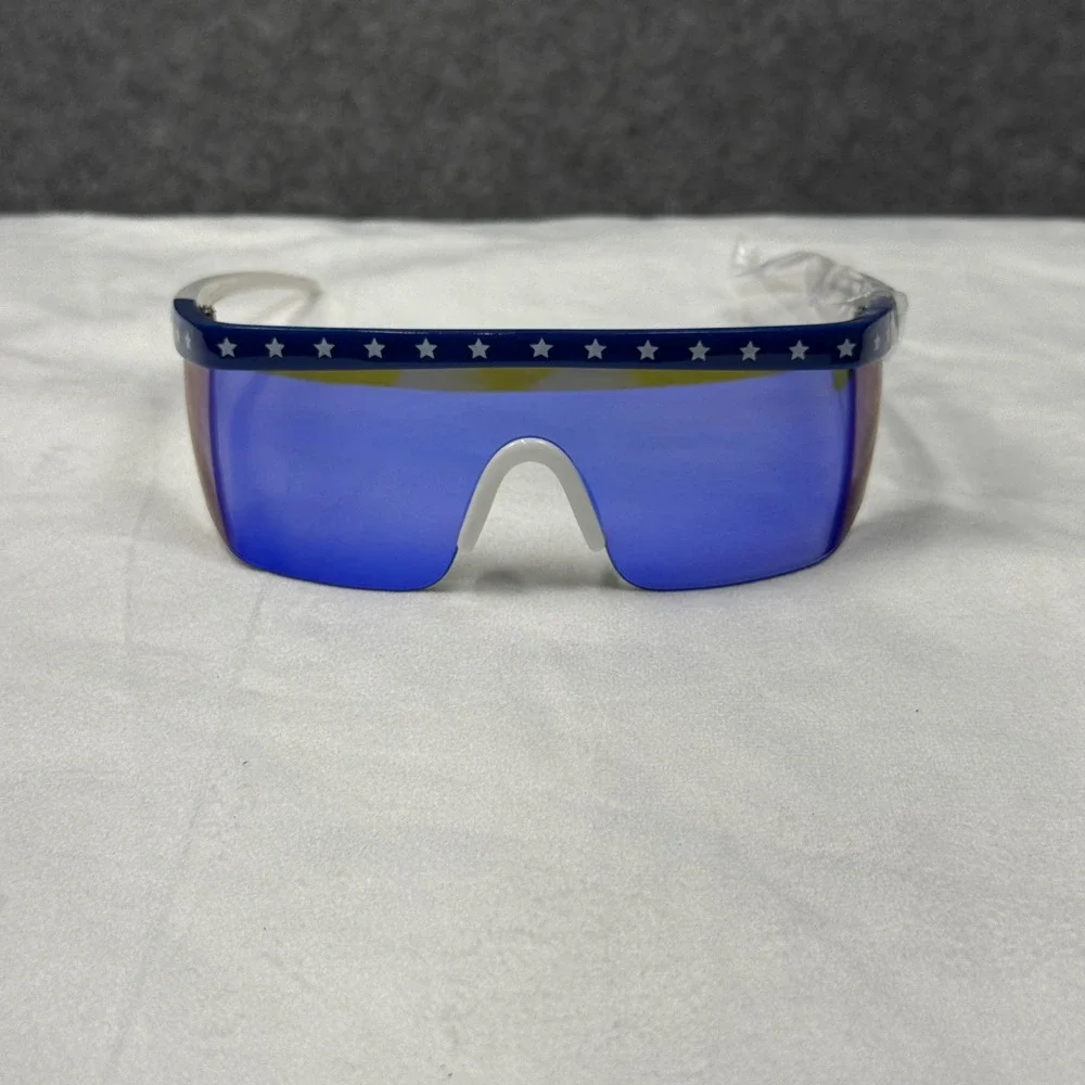 Tipsy Elves Patriotic USA Stars and Stripes Shield Sunglasses Blue Mirrored Lens